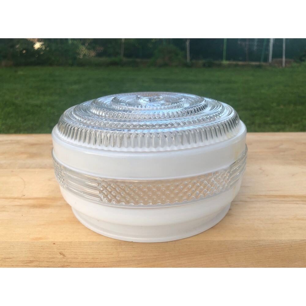 Vintage Art Deco Frosted Textured Clear Glass Ceiling Light Cover, Light Shade